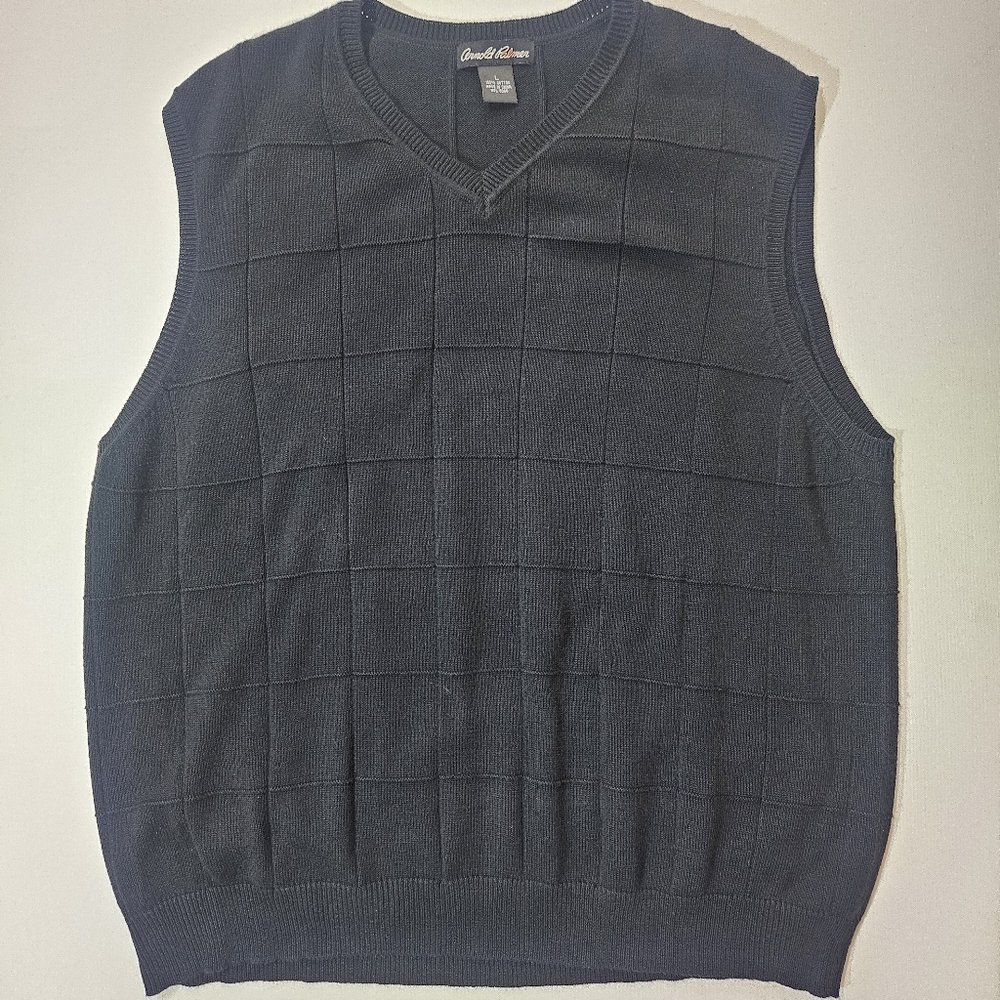 Arnold Palmer Sweater Vest‎ Mens Large Black Preppy Golf Country Club Wear